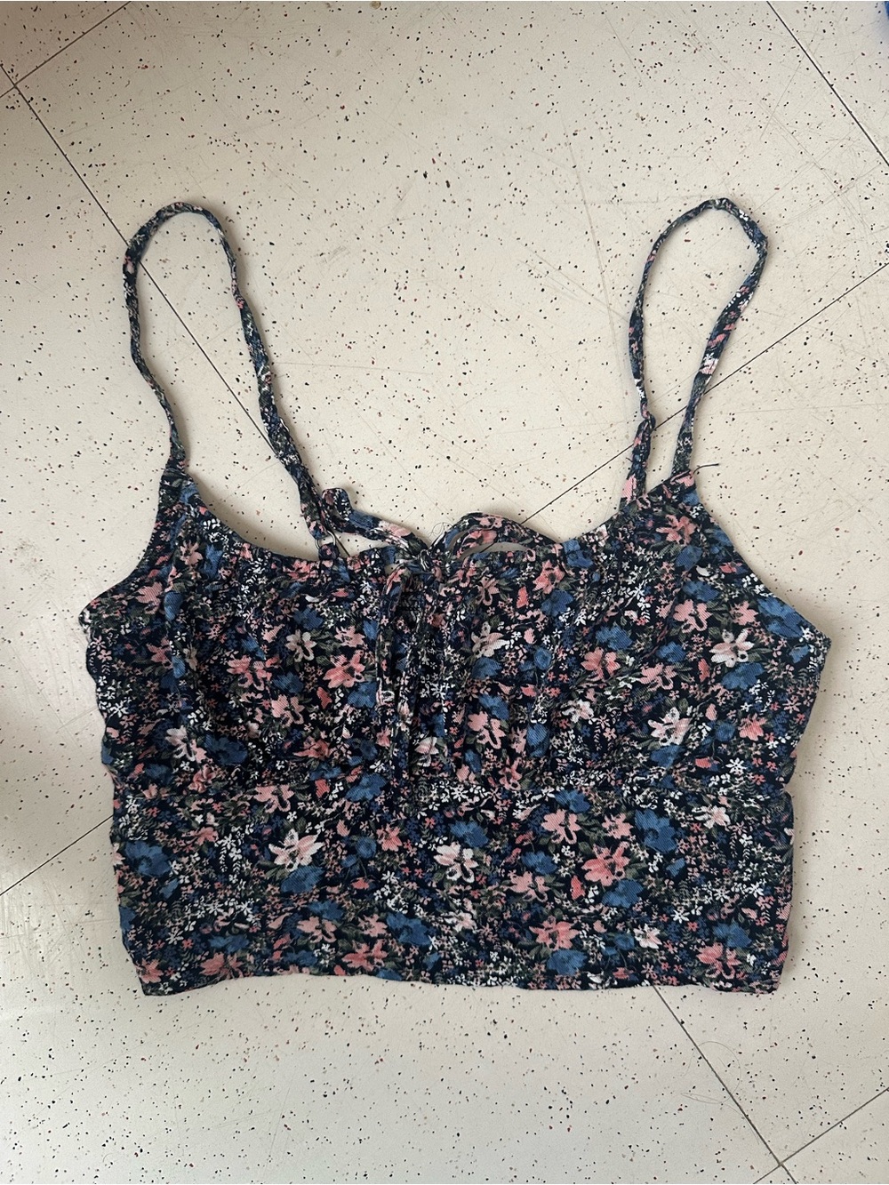 Hollister Floral Smocked Crop Top – Size XS